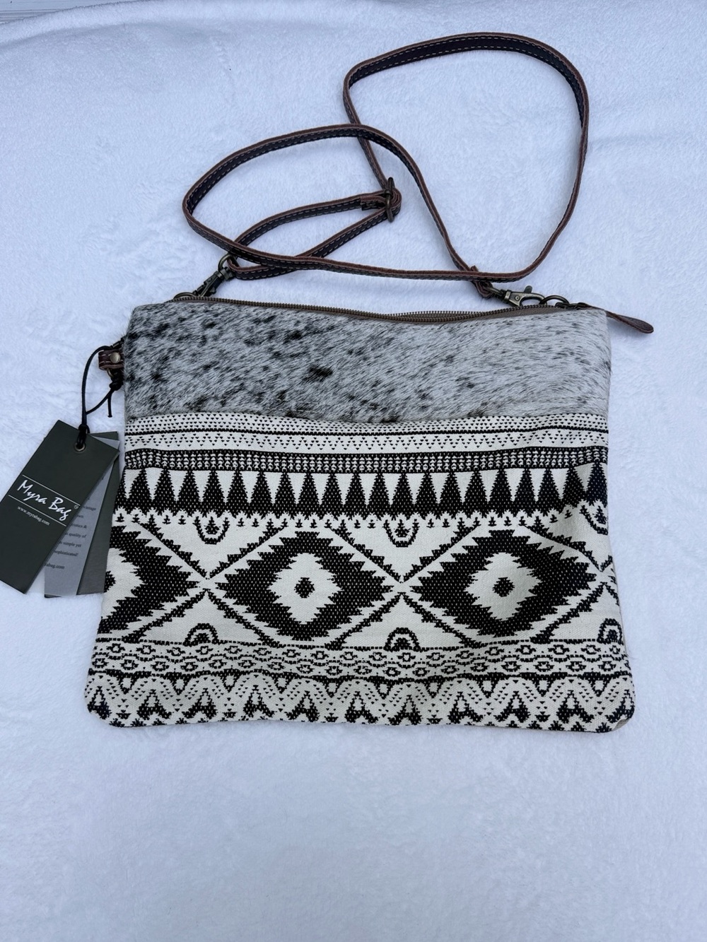 NWT Myra Bag Crossbody S-1932 Cowhide Rug Canvas Purse